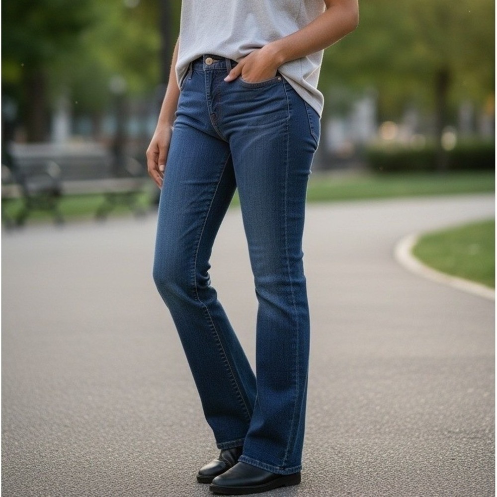 Chaps Womens Size 6 Dark Wash Straight Leg‎ Denim Jeans Stretch Blue Mid Rise